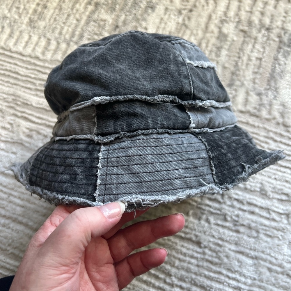 Women’s Washed Patchwork Bucket Hat - Gray